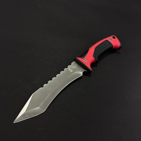 Cuțit camping tactic AJ 31 cm, lama otel inox, maner abs rosu-negru, teacă inclusa, CUT-TAC31R