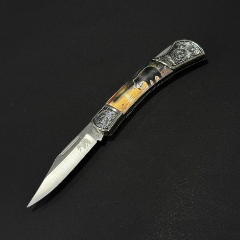 Cuțit briceag camping Anima Urs la apus 19cm, lama otel inox, mâner imprimeu, ANIM-URS19BLKA