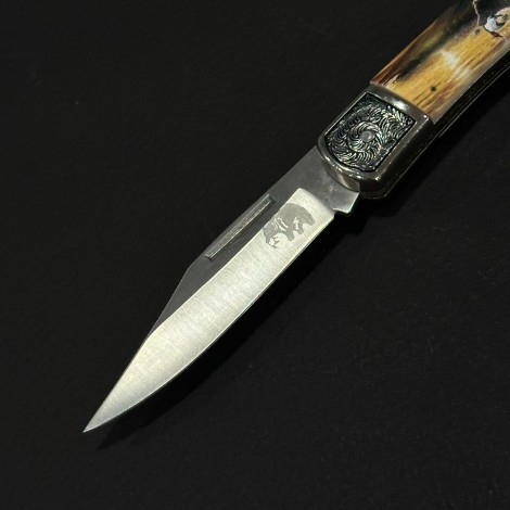 Cuțit briceag camping Anima Urs la apus 19cm, lama otel inox, mâner imprimeu, ANIM-URS19BLKA