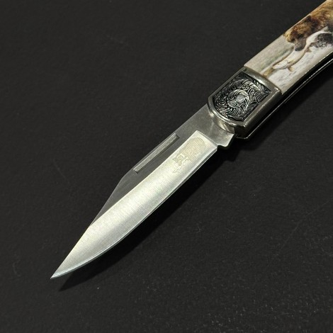 Cuțit briceag camping Anima Urs si peste 19cm, lama otel inox, mâner imprimeu, ANIM-URS19FSH