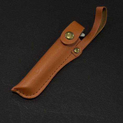 Cutit camping tip Briceag 21cm, lama otel inox, maner lemn maro, cu husa piele maro BRC-21MHP