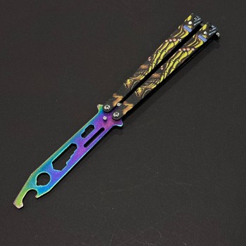 Briceag Balisong Skull 22cm, lama fara tais, maner stil fluture/butterfly, BAL-22FTSKL