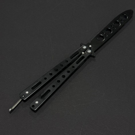 Set 4 piese Briceag Balisong 22cm, lama otel inox + fara tais, maner stil fluture/butterfly, 22FTSKL+22FTSLV+22FTBLK+22FSKL