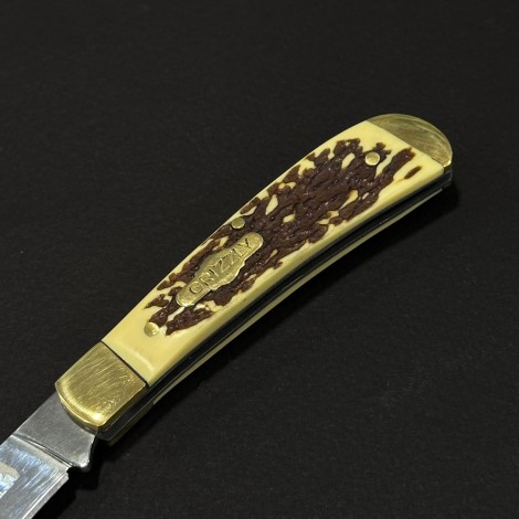 Cutit briceag camping și drumetie Grizzly 17cm, lama otel inox, maner corn cerb, BRC-GRZ17