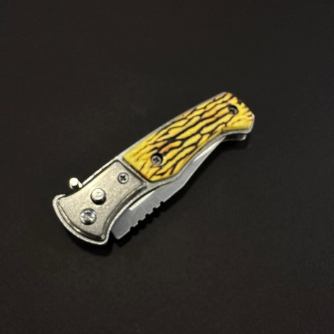 Cutit briceag camping și drumetie 16cm, lama otel inox, maner corn cerb, husa, BRCC-16Z