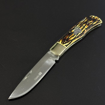 Cutit briceag camping și drumetie Doggy silver 24cm, lama otel inox, maner corn cerb, husa, BRCC-24DGS