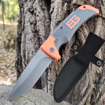 Cuțit camping Gerber GER-FIX25C 25cm, lama dreapta otel inox, maner portocaliu texturat, teacă inclusa