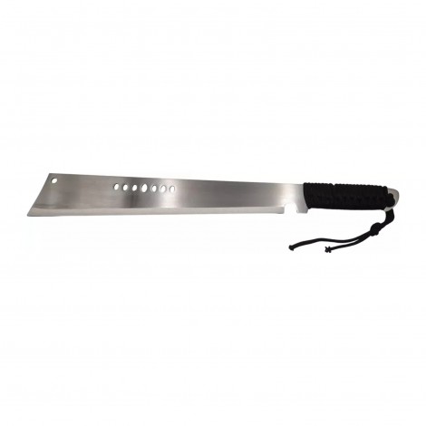 Cuțit camping tip maceta 40cm, lamă oțel inox, mâner paracord negru, cu husa + Cadou kunai 22cm MAC-BOW50 sabie FRS10