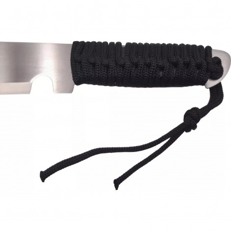 Cuțit camping tip maceta 40cm, lamă oțel inox, mâner paracord negru, cu husa + Cadou kunai 22cm MAC-BOW50 sabie FRS10