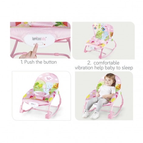 Balansoar si scaun bebe 2in1, cu vibratii si muzica, 0-18Kg, Sunshine Baby roz RESIGILAT