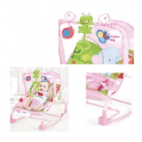 Balansoar si scaun bebe 2in1, cu vibratii si muzica, 0-18Kg, Sunshine Baby roz RESIGILAT