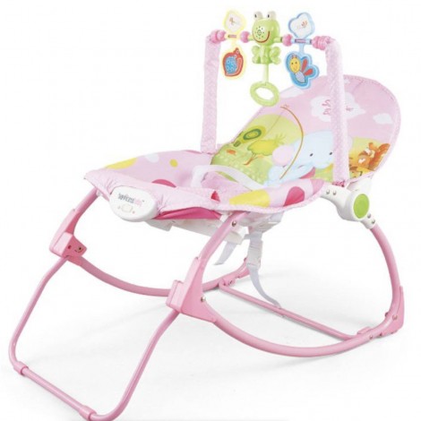 Balansoar si scaun bebe 2in1, cu vibratii si muzica, 0-18Kg, Sunshine Baby roz RESIGILAT