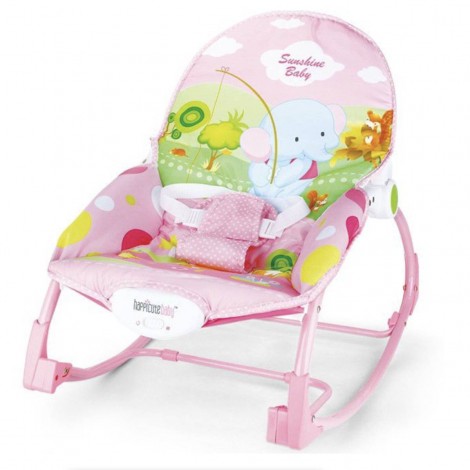 Balansoar si scaun bebe 2in1, cu vibratii si muzica, 0-18Kg, Sunshine Baby roz RESIGILAT