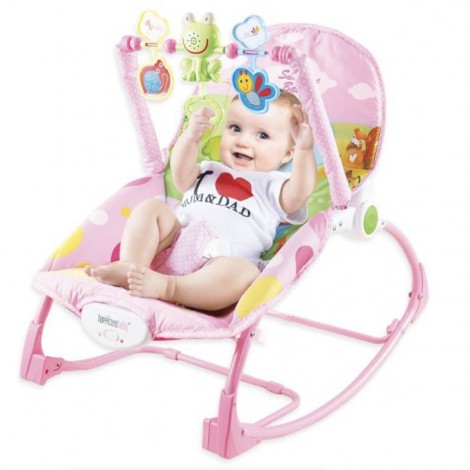 Balansoar si scaun bebe 2in1, cu vibratii si muzica, 0-18Kg, Sunshine Baby roz RESIGILAT