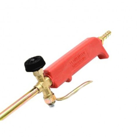 Arzator pentru parlit cu robinet si clapeta, pe gaz, aluminiu, rosu