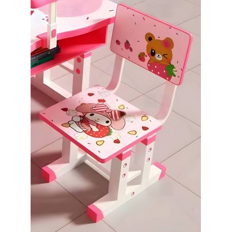 Birou cu scaun copii H20 09, 70 x 45 cm, ursuleti roz, RESIGILAT