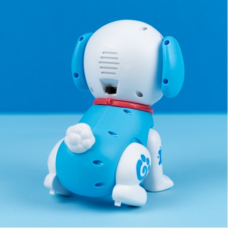 Catelus interactiv cu muzica si lumini, alb/albastru