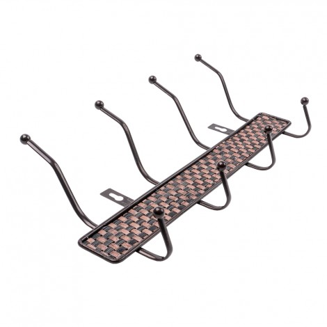 Cuier metalic, 4 agatatori, 35cm, de perete, cadru maro, model gri si mov