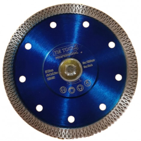 Disc diamantat pentru ceramica, 115 mm, taiere uscata/umeda, albastru
