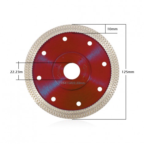 Disc diamantat pentru ceramica, 125 mm, taiere uscata/umeda, rosu