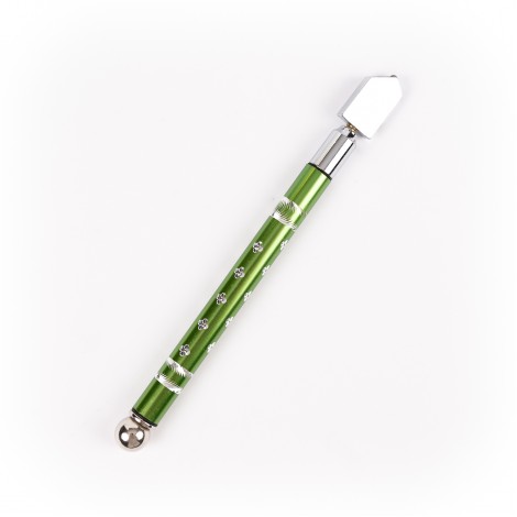 Dispozitiv de taiat sticla, diamant, cu maner metalic antiderapant de otel, verde