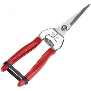 Foarfeca pentru gradina, cu lama lunga, vie, crengi pomi, otel, rosu