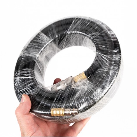 Furtun aer comprimat 1/4, 6mm x 10m, 20bar, cu mufe cuplaj rapid, cauciuc Furtun aer comprimat 1/4, 6mm x 10m, 20bar, cu mufe cuplaj rapid, cauciuc