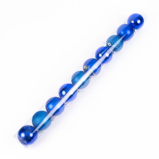 Globuri de brad, 10 piese, diametru 6cm, 2 modele albastru
