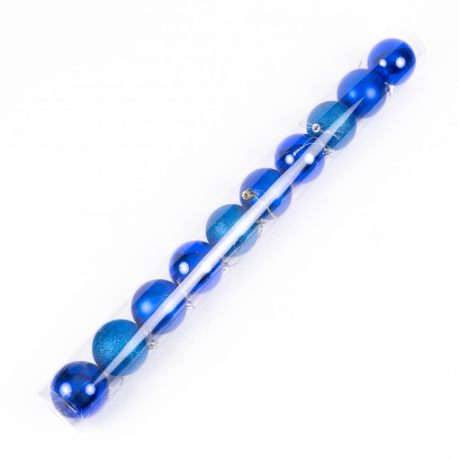 Globuri de brad, 10 piese, diametru 6cm, 2 modele albastru