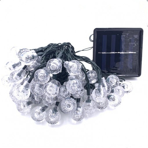 Instalatie tip glob cu 50LED, 6.5 m, panou solar si controler, alb