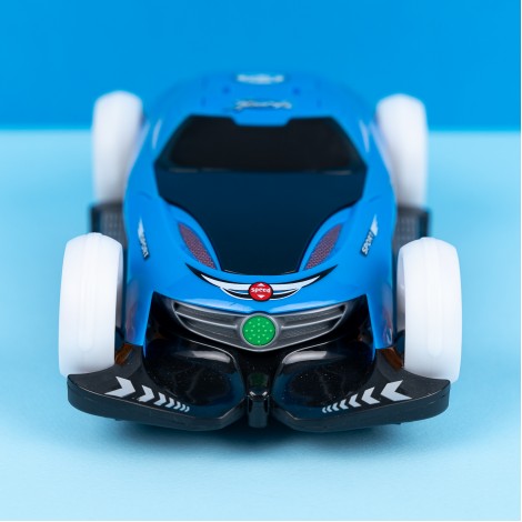 Masinuta acrobatica, cu iluminare LED, rotire 360 grade, albastru