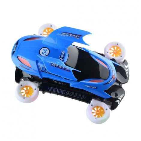 Masinuta acrobatica, cu iluminare LED, rotire 360 grade, albastru