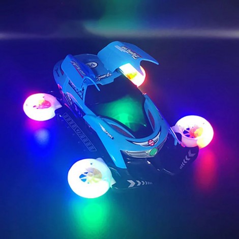 Masinuta acrobatica, cu iluminare LED, rotire 360 grade, albastru