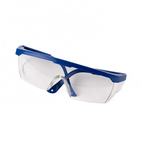 Ochelari de protectie PVC, lentile policarbonat transparente, rama albastra