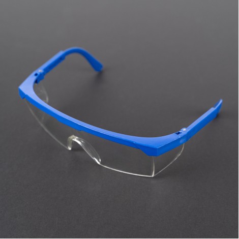 Ochelari de protectie PVC, lentile policarbonat transparente, rama albastra