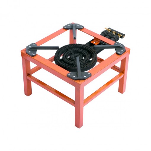 Pirostrie, arzator butelie gaz GPL, 40x40 cm, fonta si otel, cu 3 arzatoare, rosu