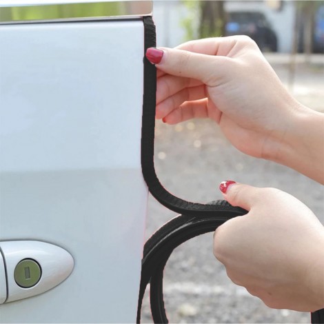 Rola cheder protectie usi auto, 5 metri, cu insertie metalica, negru