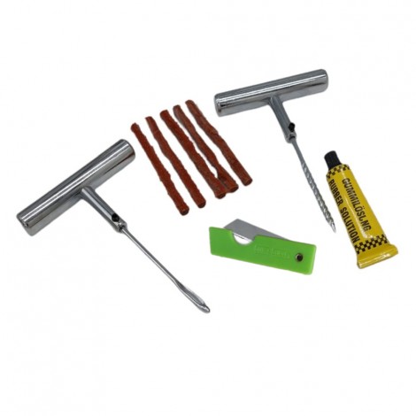 Set profesional reparare anvelope, vulcanizare tubeless la rece cu snur si adeziv cauciuc Set profesional reparare anvelope, vulcanizare tubeless la rece cu snur si adeziv cauciuc