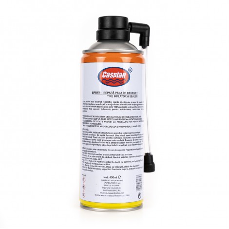 Spray reparatie pana cauciuc tubeless Caspian, 450ml, umfla si lipeste Spray reparatie pana cauciuc tubeless Caspian, 450ml, umfla si lipeste