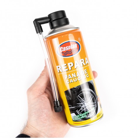 Spray reparatie pana cauciuc tubeless Caspian, 450ml, umfla si lipeste Spray reparatie pana cauciuc tubeless Caspian, 450ml, umfla si lipeste