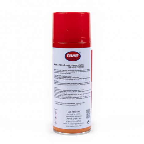 Spray vaselina rosie Caspian, 450ml, pe baza de litiu