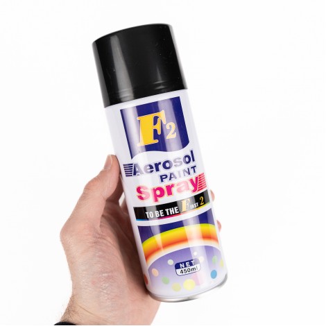 Spray vopsea aerosol F2, negru mat, 450ml, pentru metal, lemn si plastic Spray vopsea aerosol F2, negru mat, 450ml, pentru metal, lemn si plastic