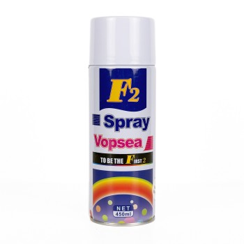 Spray vopsea aerosol F2, alb lucios, 450ml, pentru metal, lemn si plastic Spray vopsea aerosol F2, alb lucios, 450ml, pentru metal, lemn si plastic