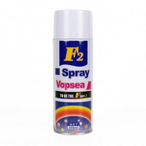 Spray vopsea aerosol F2, alb lucios, 450ml, pentru metal, lemn si plastic Spray vopsea aerosol F2, alb lucios, 450ml, pentru metal, lemn si plastic
