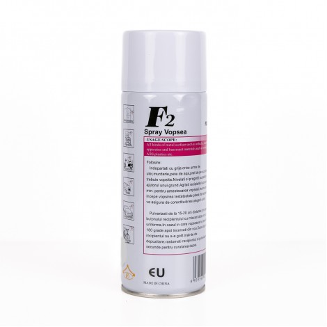 Spray vopsea aerosol F2, alb lucios, 450ml, pentru metal, lemn si plastic Spray vopsea aerosol F2, alb lucios, 450ml, pentru metal, lemn si plastic