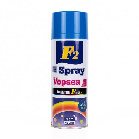 Spray vopsea aerosol F2, albastru, 450ml, pentru metal, lemn si plastic Spray vopsea aerosol F2, albastru, 450ml, pentru metal, lemn si plastic