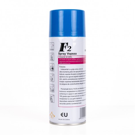 Spray vopsea aerosol F2, albastru, 450ml, pentru metal, lemn si plastic Spray vopsea aerosol F2, albastru, 450ml, pentru metal, lemn si plastic