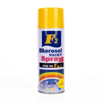 Spray vopsea aerosol F2, galben, 450ml, pentru metal, lemn si plastic Spray vopsea aerosol F2, galben, 450ml, pentru metal, lemn si plastic