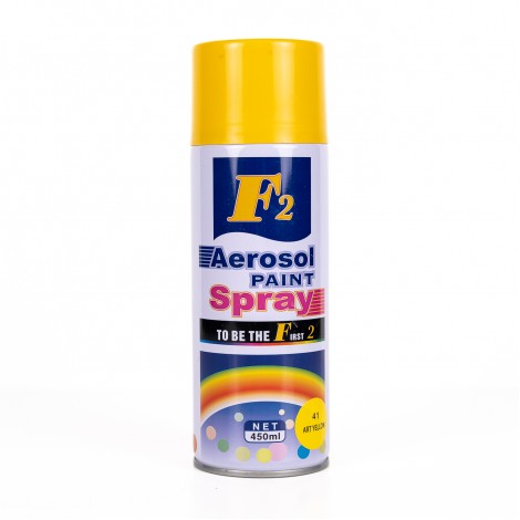 Spray vopsea aerosol F2, galben, 450ml, pentru metal, lemn si plastic Spray vopsea aerosol F2, galben, 450ml, pentru metal, lemn si plastic