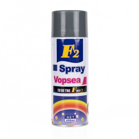 Spray vopsea aerosol F2, gri, 450ml, pentru metal, lemn si plastic Spray vopsea aerosol F2, gri, 450ml, pentru metal, lemn si plastic